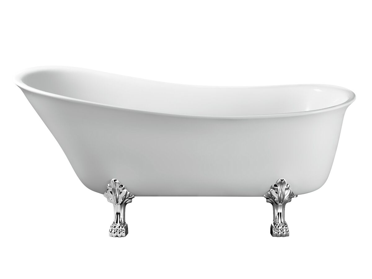 Kado Era Freestanding Bath 1700mm White with Chrome Claw Feet from Reece
