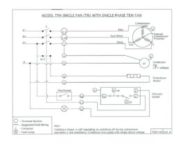 Wiring Diagram - Tecumseh Condensing Unit TFH Single Fan (TRI) with Single Phase TEM Fan