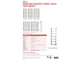Technical Guide - Milli Edge MK2 Heated Towel Rail 900mm x 1320mm Polished Stainless Steel