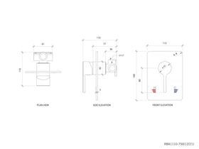 RBA Shower Mixer Rectangle Plate Oken Handle