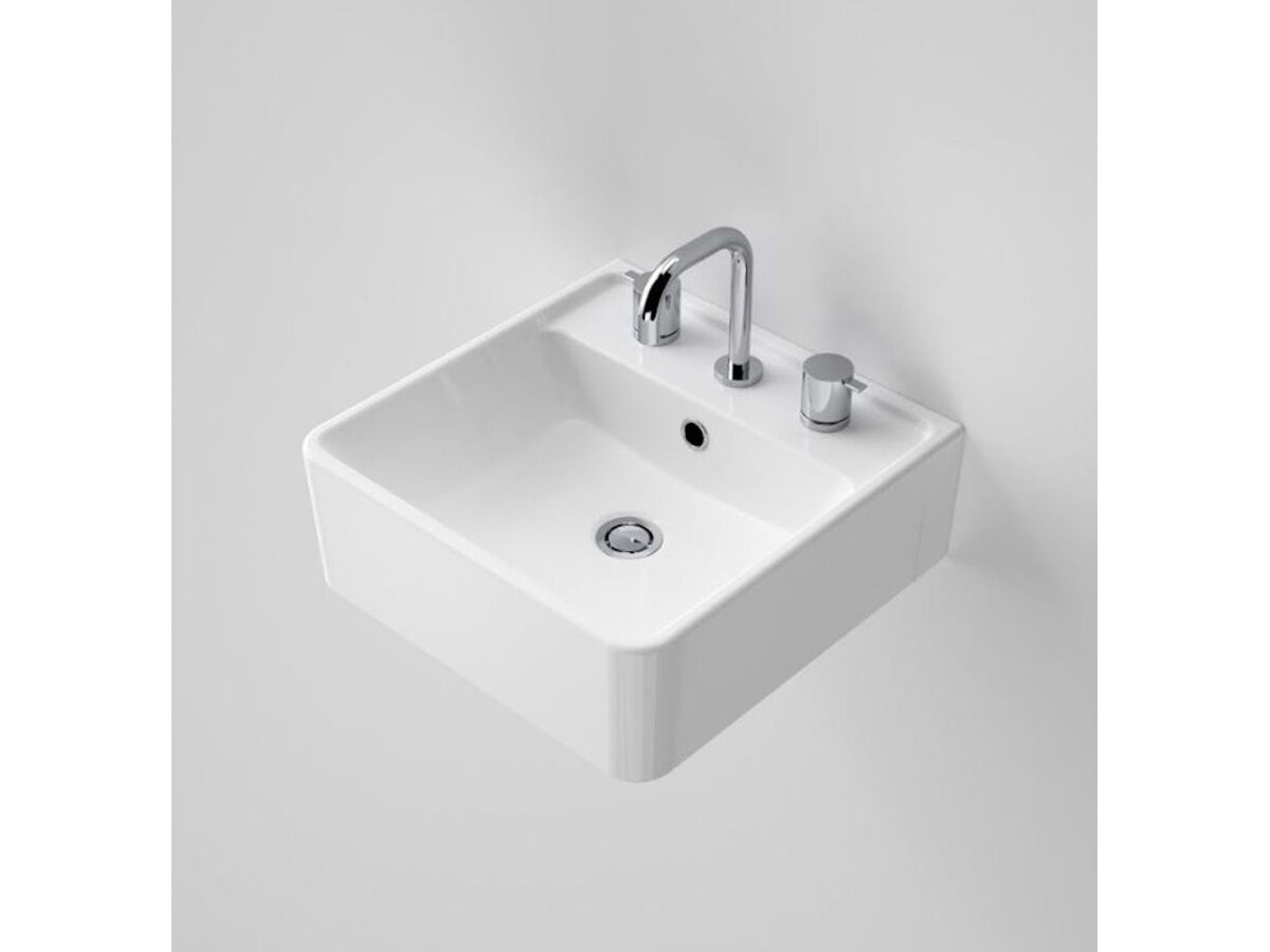 Caroma Carboni Wall Basin with Overflow3 Tapholes White from Reece