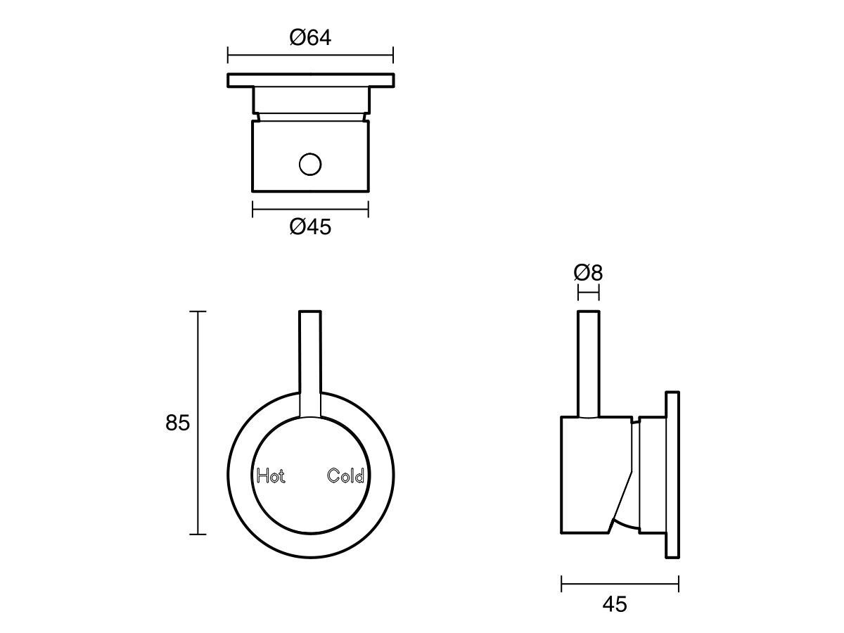 Technical Drawing - Scala Shower-Bath Mixer Tap 316 Stainless Steel