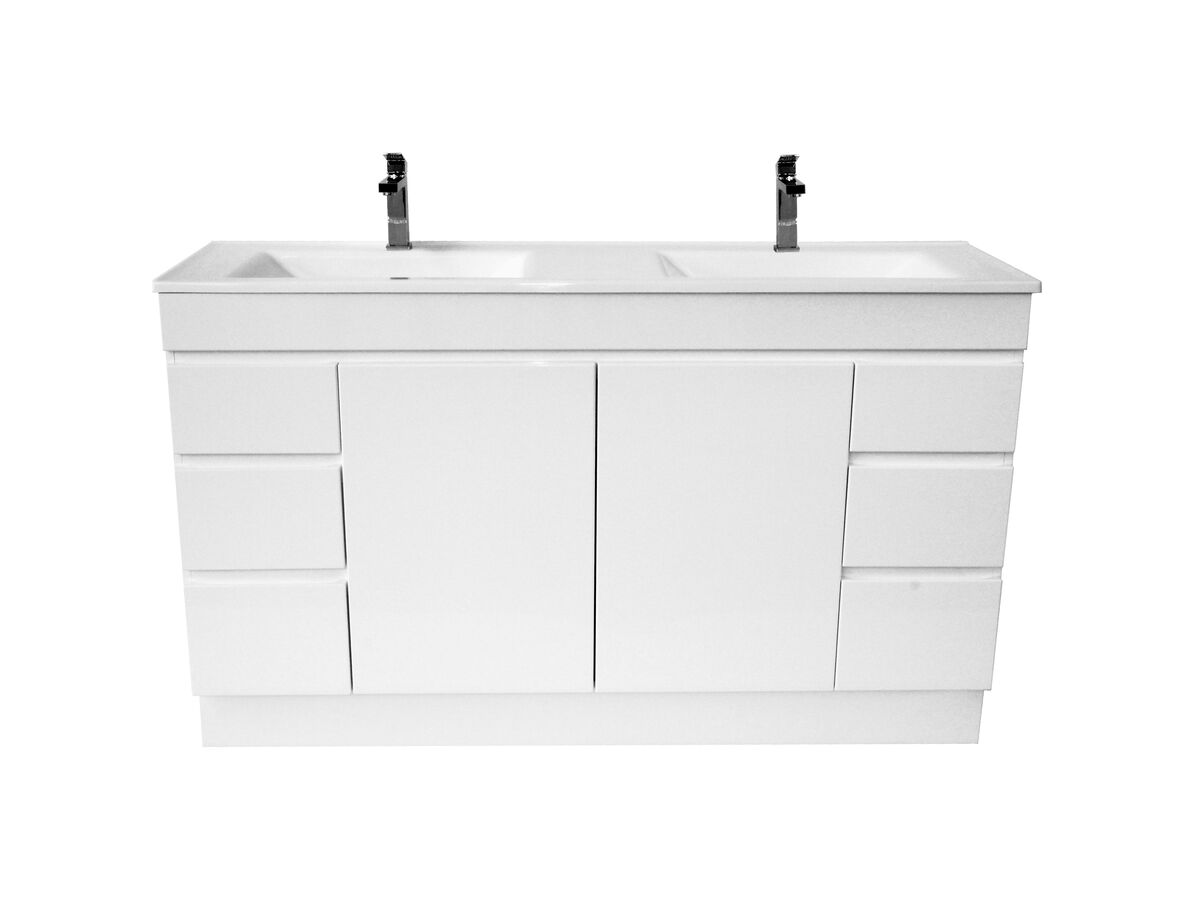 Espire 1500mm Vanity Unit with Kick Double Bowl 2 Door 6 Drawers Wave