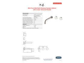Specification Sheet - Milli Pure Wall Bath Hostess System 200mm Right Hand with Linear Textured Handles