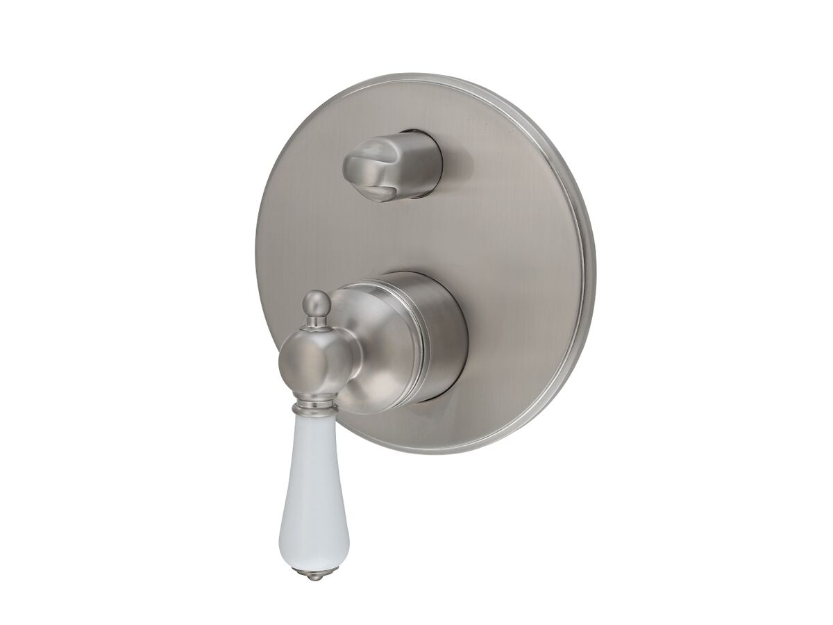 Kado Era Shower Mixer with Diverter Porcelain Handle Brushed Nickel