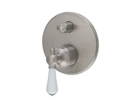 Kado Era Shower Mixer with Diverter Porcelain Handle Brushed Nickel