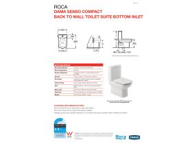 Technical Guide - Dama Senso Compact Close Coupled Back To Wall Bottom Inlet Toilet Suite, Soft Close Quick Release White/ Chrome (4 Star)