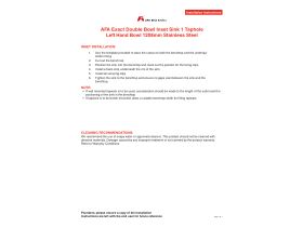 Installation Instructions - AFA Exact Double Bowl Inset Sink 1 Taphole Left Hand Bowl 1208mm Stainless Steel