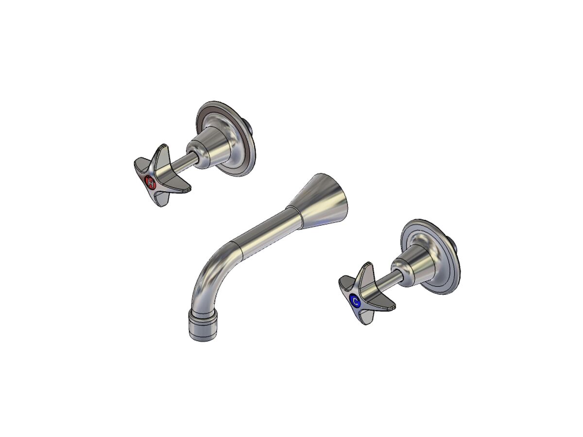 Enware Vandal Proof Bath Set Capstan Handle Chrome (3 Star) from Reece