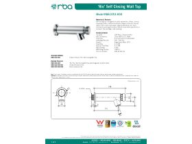 Specification Sheet - RBA Rio Wall Mount Self Closing Tap Chrome (6 Star)