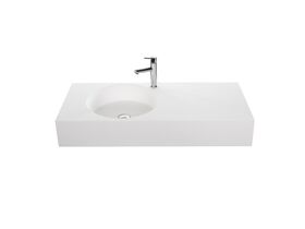 Omvivo Neo Solid Surface Wall Basin Left Hand Bowl 1 Taphole 1000mm White