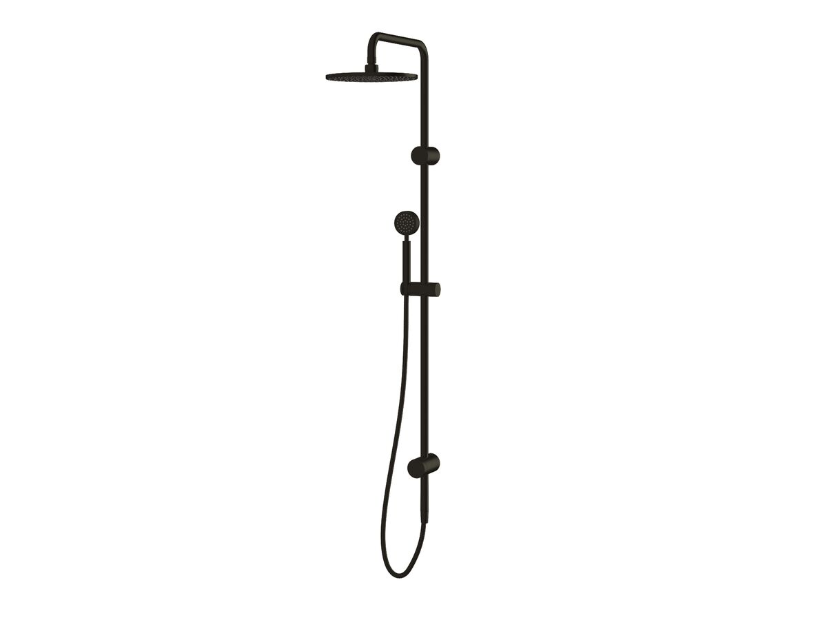 Milli Mood Edit Twin Rail Shower with Top Rail Water Inlet Matte Black (3 Star) from Reece