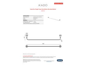 Specification Sheet - Kado Era Single Towel Rail 900mm Brushed Nickel