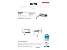 Specification Sheet - Mizu Drift Wall Basin / Bath Mixer Set with Curved Spout Kit Brushed Gunmetal (6 Star)