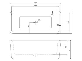 Kado Lure Freestanding Rectangle Bath White 1750