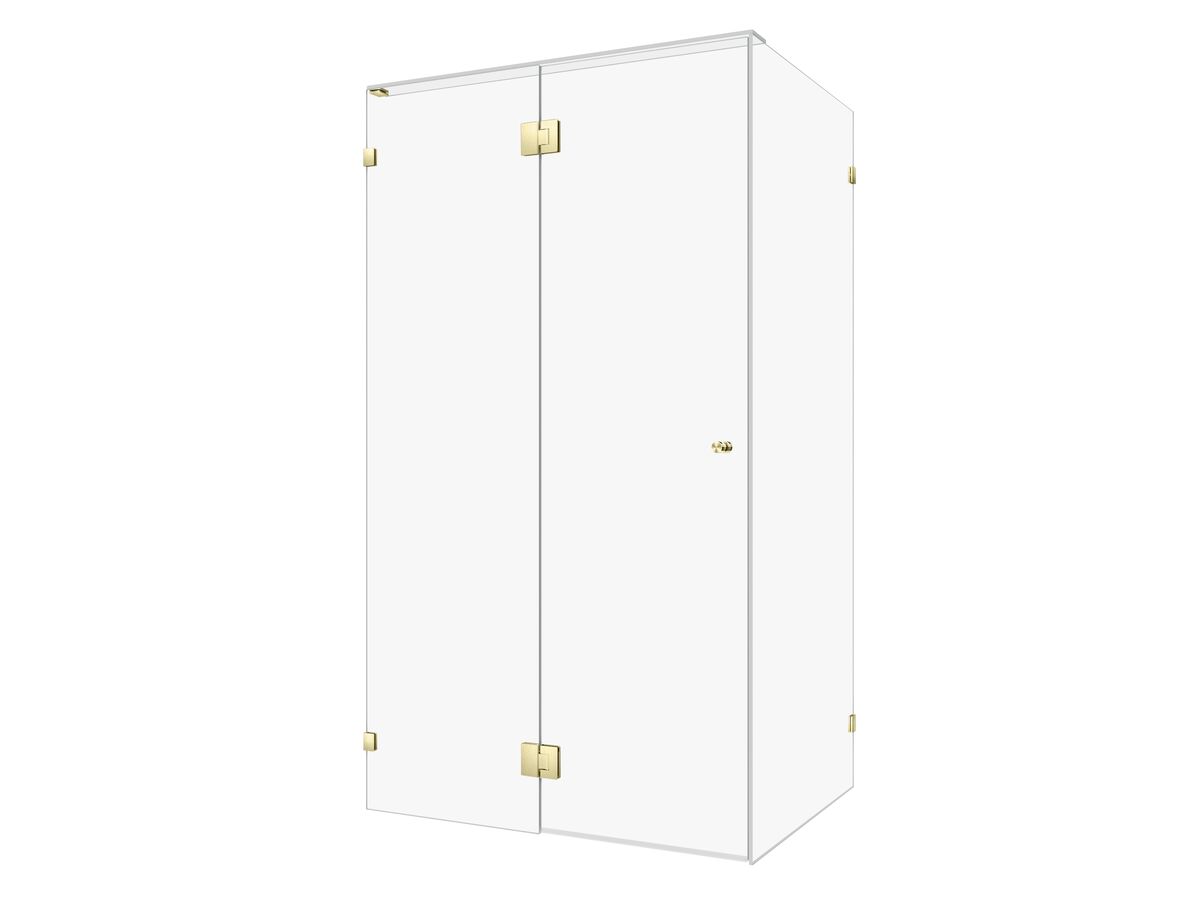 Hero - Kado Lux Frameless Enclosure with Wall Clips 1200 x 900mm Brushed Brass