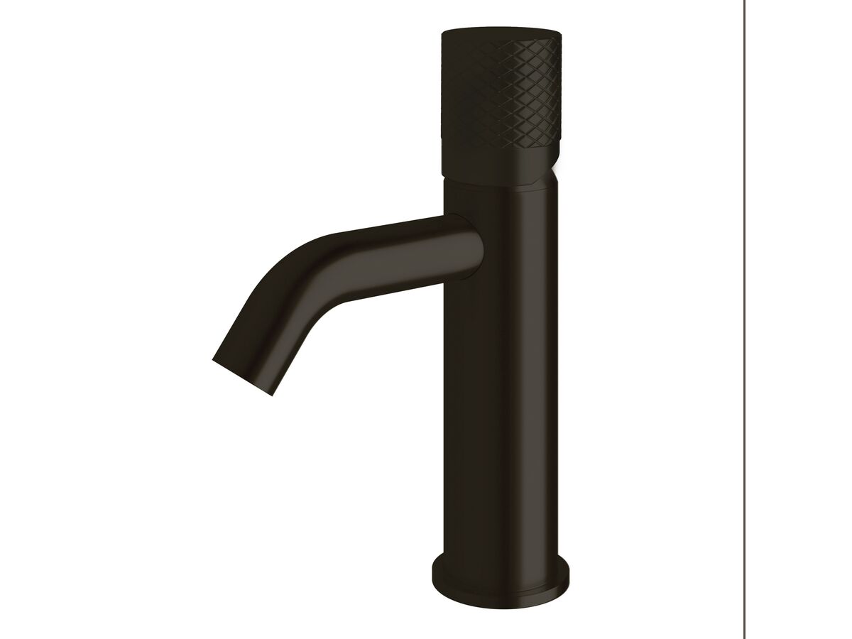 Milli Pure Basin Mixer Tap Curved Spout with Diamond Textured Handle Matte Black (5 Star)