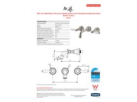 Specification Sheet - Milli Voir Wall Basin Set Lever Handle 150mm with Porcelain Handles Brushed Nickel (5 Star)