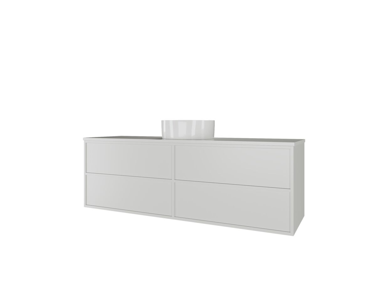Kado Aspect Wall Hung Vanity Unit 1500mm Single Bowl 4 Drawer Corian 20mm Top