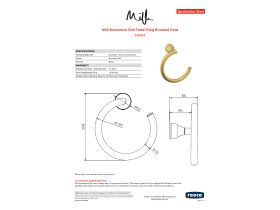 Specification Sheet - Milli Monument Edit Towel Ring Brushed Gold