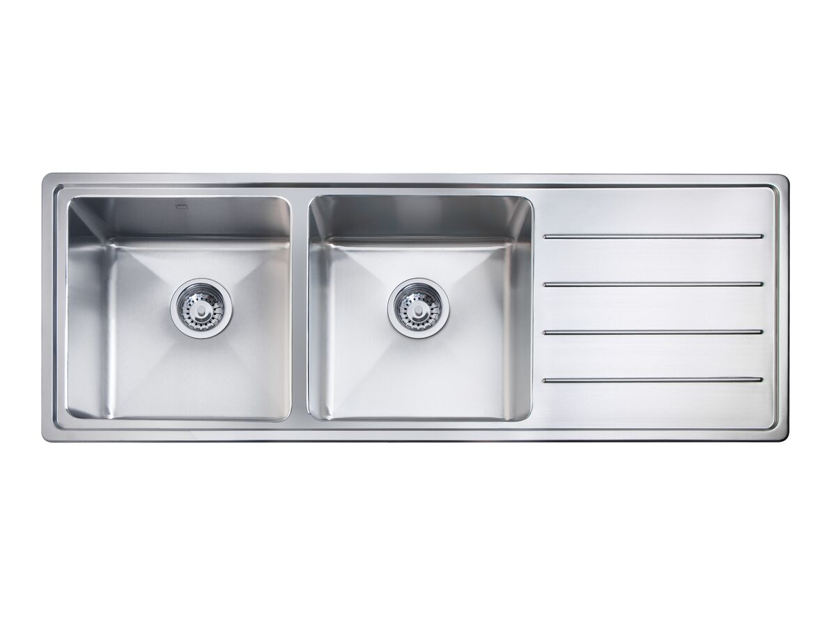 Memo Hugo Double Bowl Sink No Taphole Left Hand Bowl with Drainer