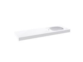 Kado Lussi 1500mm Single Wall Basin Right Hand Bowl with Overflow 1 Taphole Matte White Solid Surface
