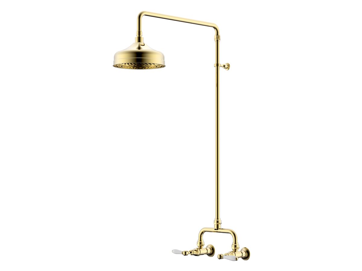 Milli Monument Edit Exposed Shower Set Lever Porcelain Handles Brass Gold (3 Star)