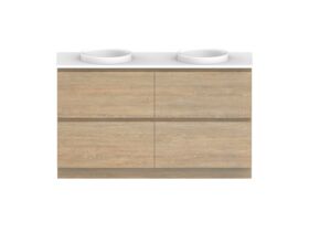 Posh Domaine Plus All-Drawer Twin 1500mm Floor Mounted Vanity Unit Double Bowl Caesarstone Top (No Basin)