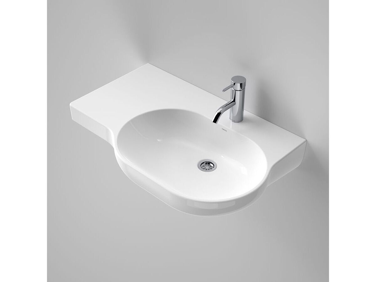 Opal Wall Basin Left Hand Shelf without Overflow 1 Taphole 720mm White