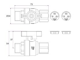 Technical Drawing - Floodguard Isolation Valve 15mm Lead Free