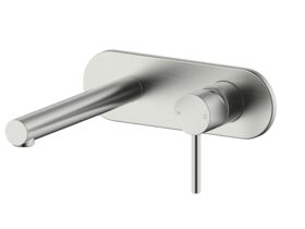 Mizu Drift Wall Basin/Bath Mixer Set Straight Spout Brushed Nickel (6 Star)