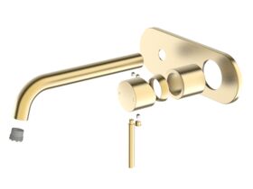 Hero - Mizu Drift Wall Basin/Bath Mixer Set Curve Trimset Brushed Brass (6 Star)