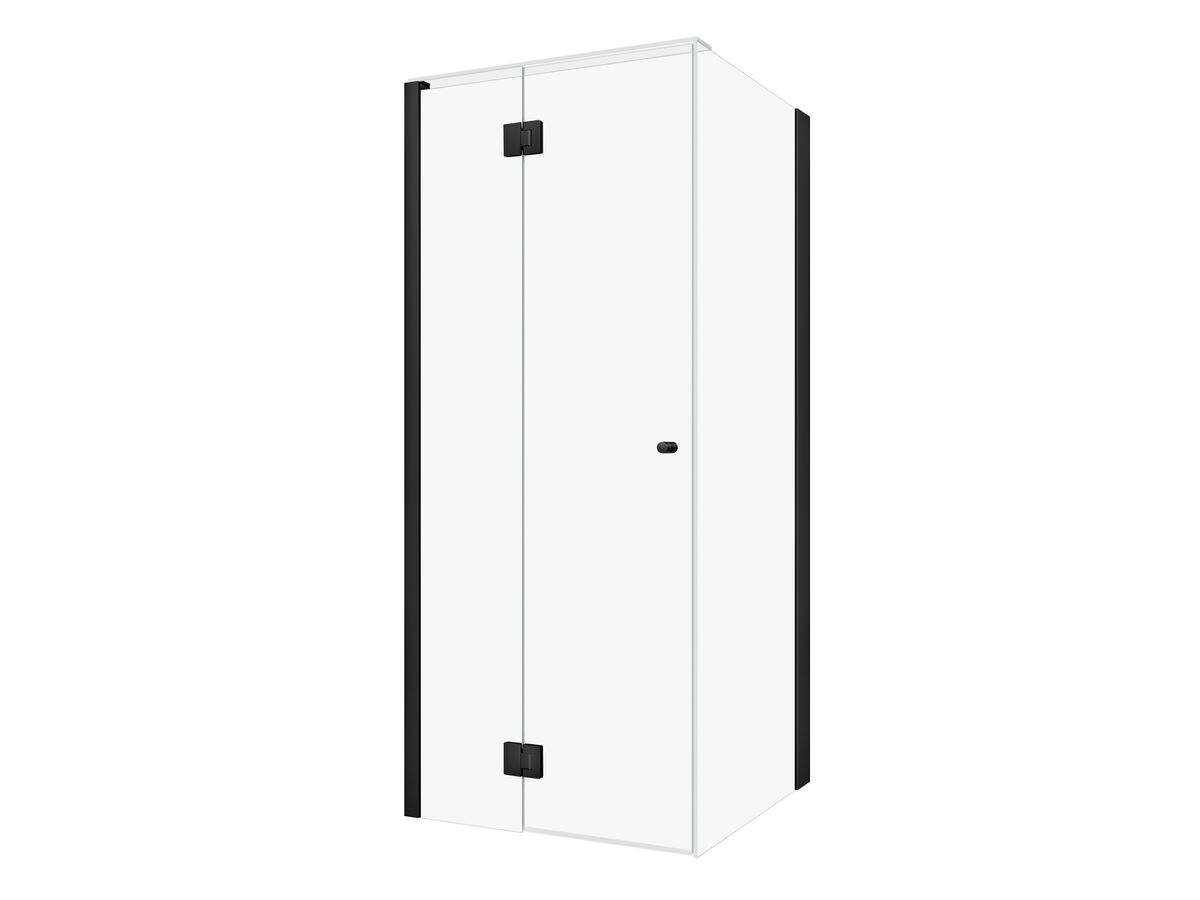 Hero - Kado Lux Frameless Enclosure with Wall Channel 900 x 900mm Matte Black