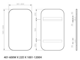 ISSY Z1 Oval Mirror Custom 401mm-600mm x 1001mm-1200mm