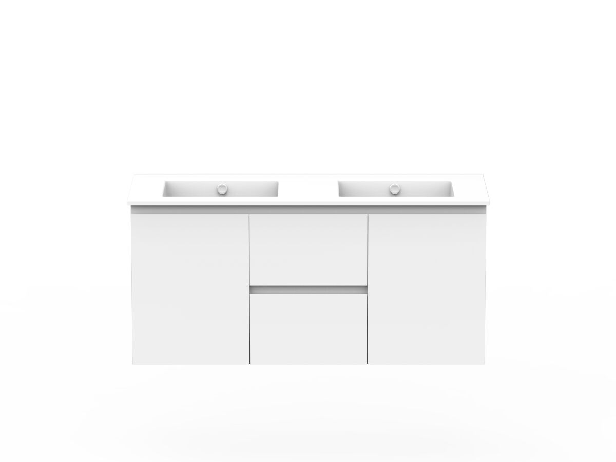Posh Domaine 1200mm Wall Hung Vanity Unit Conventional Double Bowl