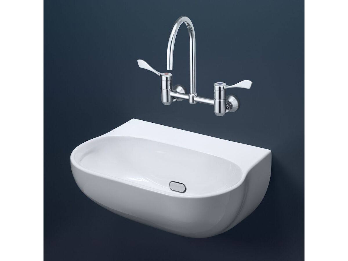 Caroma Clinic Wall Basin without Overflow No Taphole 600mm White
