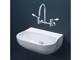 Caroma Clinic Wall Basin without Overflow No Taphole 600mm White