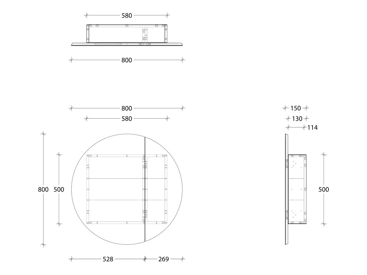 Posh Domaine Round Mirrored Shaving 800mm from Reece