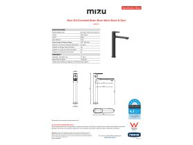 Specification Sheet - Mizu Silk Extended Basin Mixer Matte Black (6 Star)