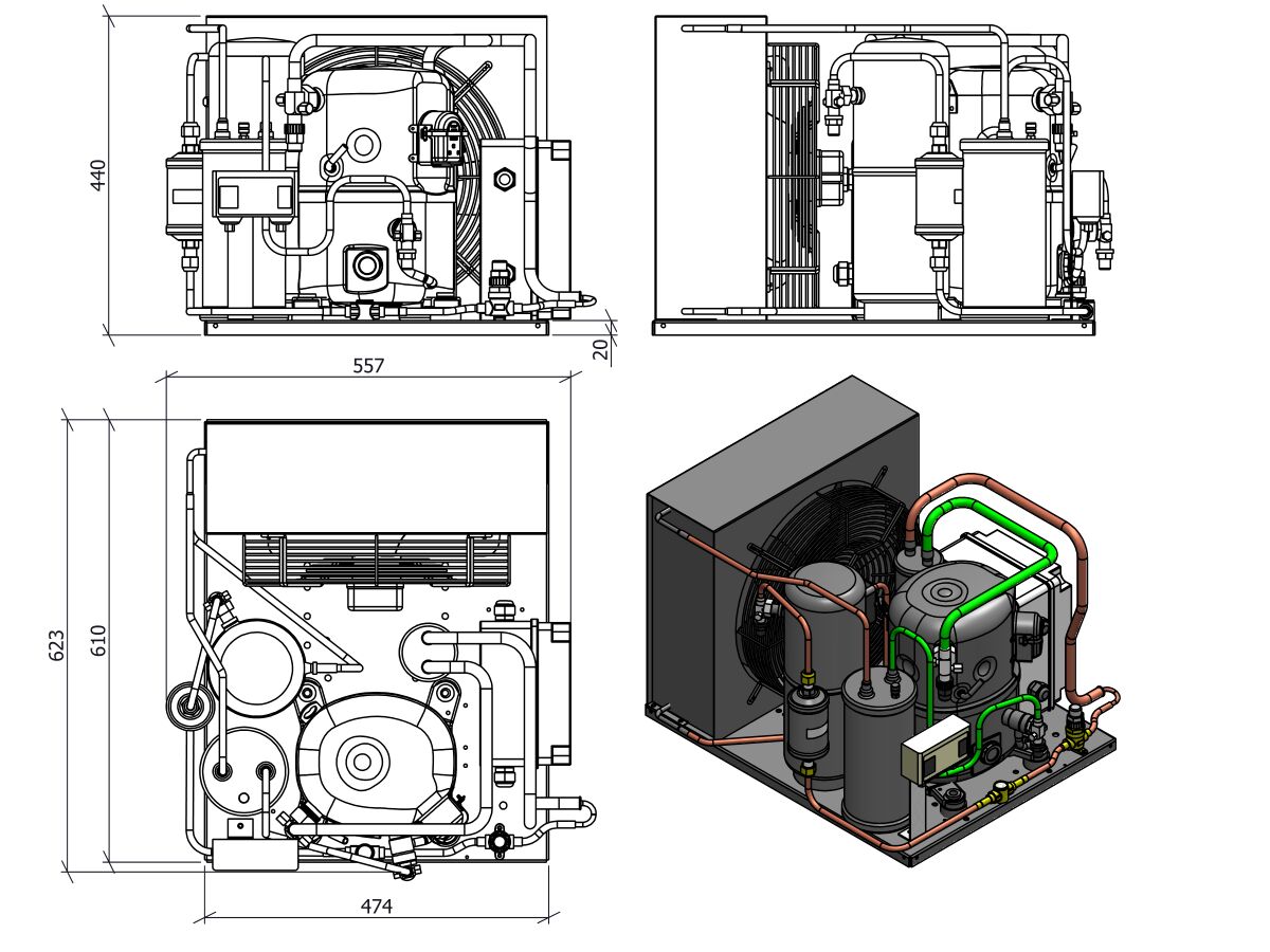 TECUMSEH EVO CONDENSING UNIT 2HP R404 LBP EPCL2480ZXC from Reece