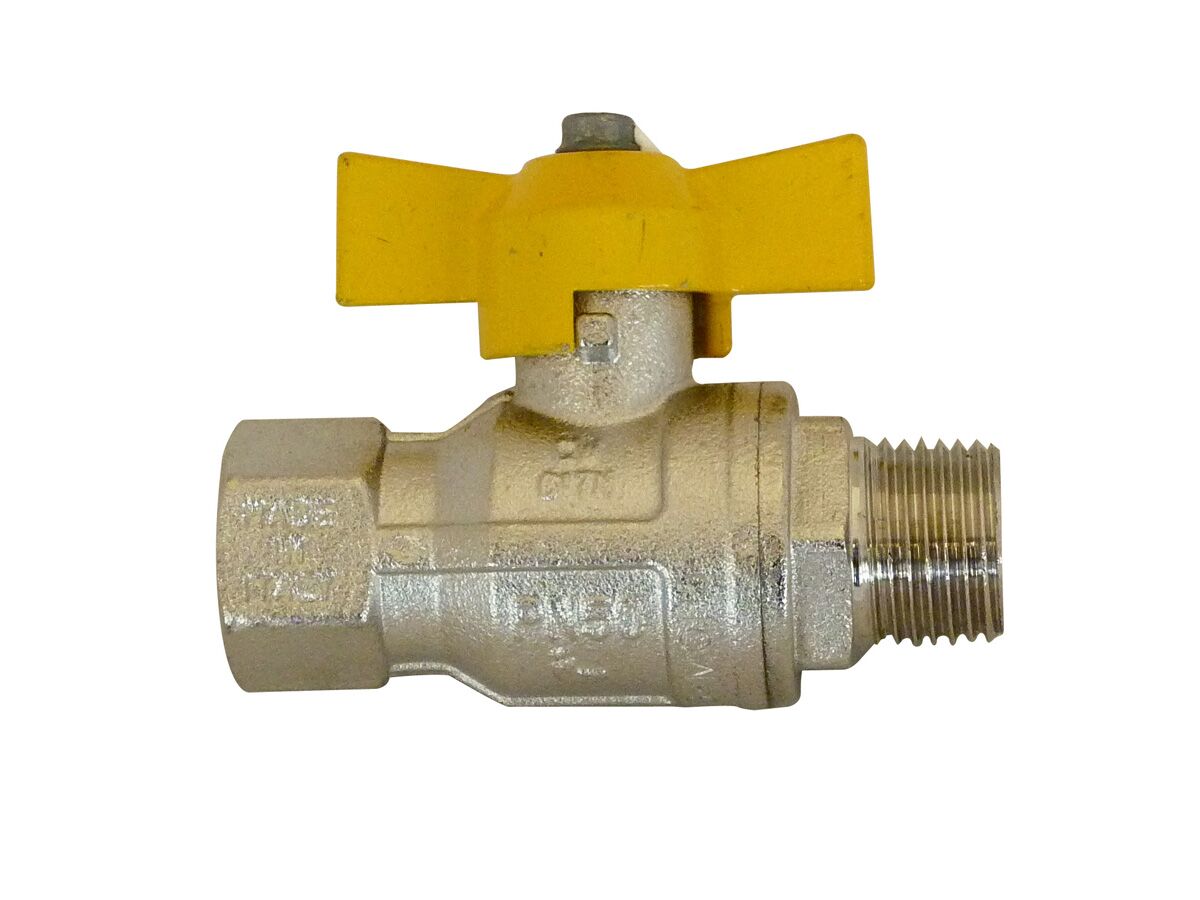 Gas Ball Valve Tee Handle Male/Female 15mm
