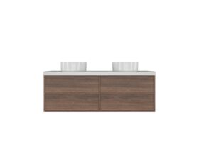 Kado Aspect Wall Hung Vanity Unit 1500mm Double Bowl 4 Drawer Corian 50mm Top