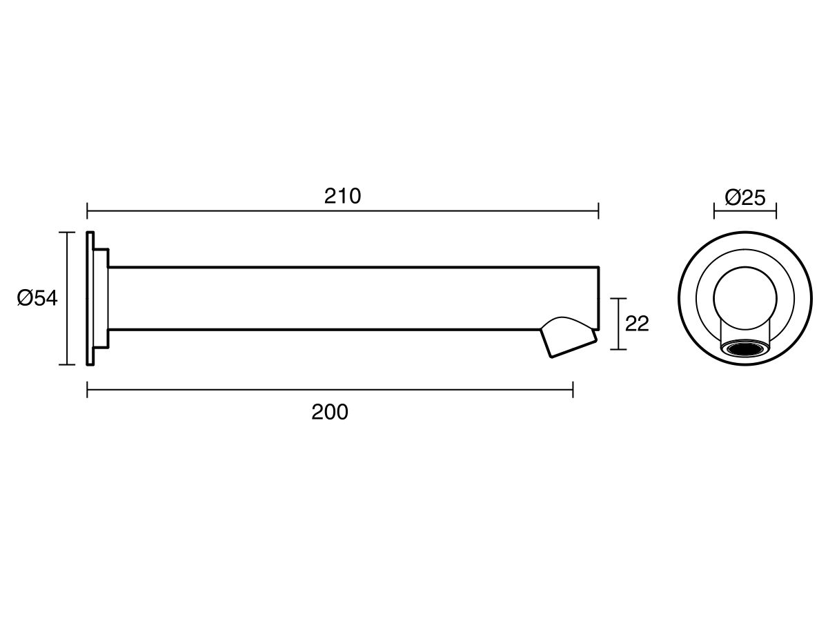 Sussex Scala Bath Wall Outlet 200mm Chrome from Reece