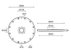 Dimax Mild Steel Offtake Flange PN16 B7 450mm x 100mm