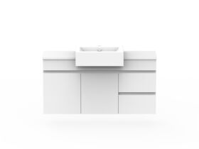 Posh Domaine Plus Semi-Recessed 1200 Centre Bowl Wall Hung Vanity Unit Caesarstone Top