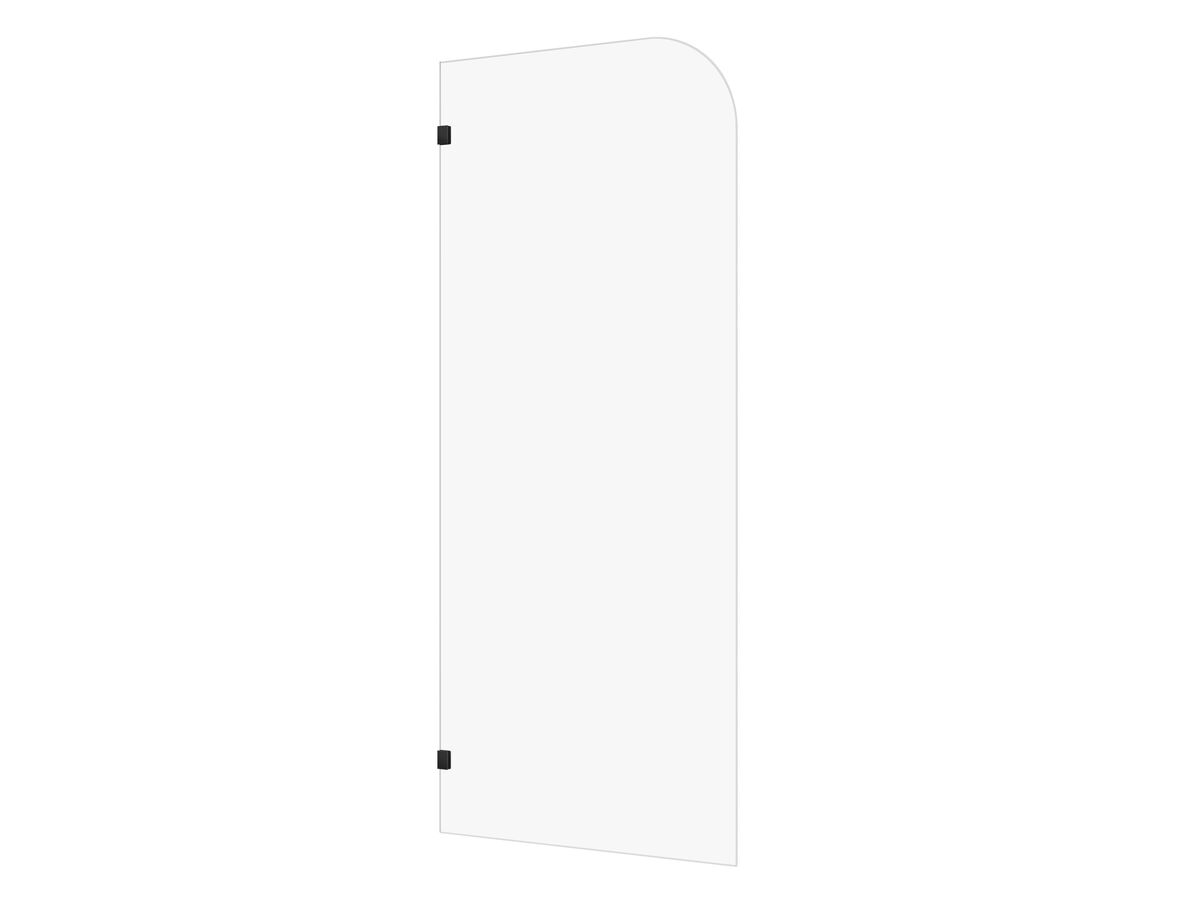 Hero - Kado Lux Frameless Curved Panel with Wall Clips Clear Glass 900mm Matte Black