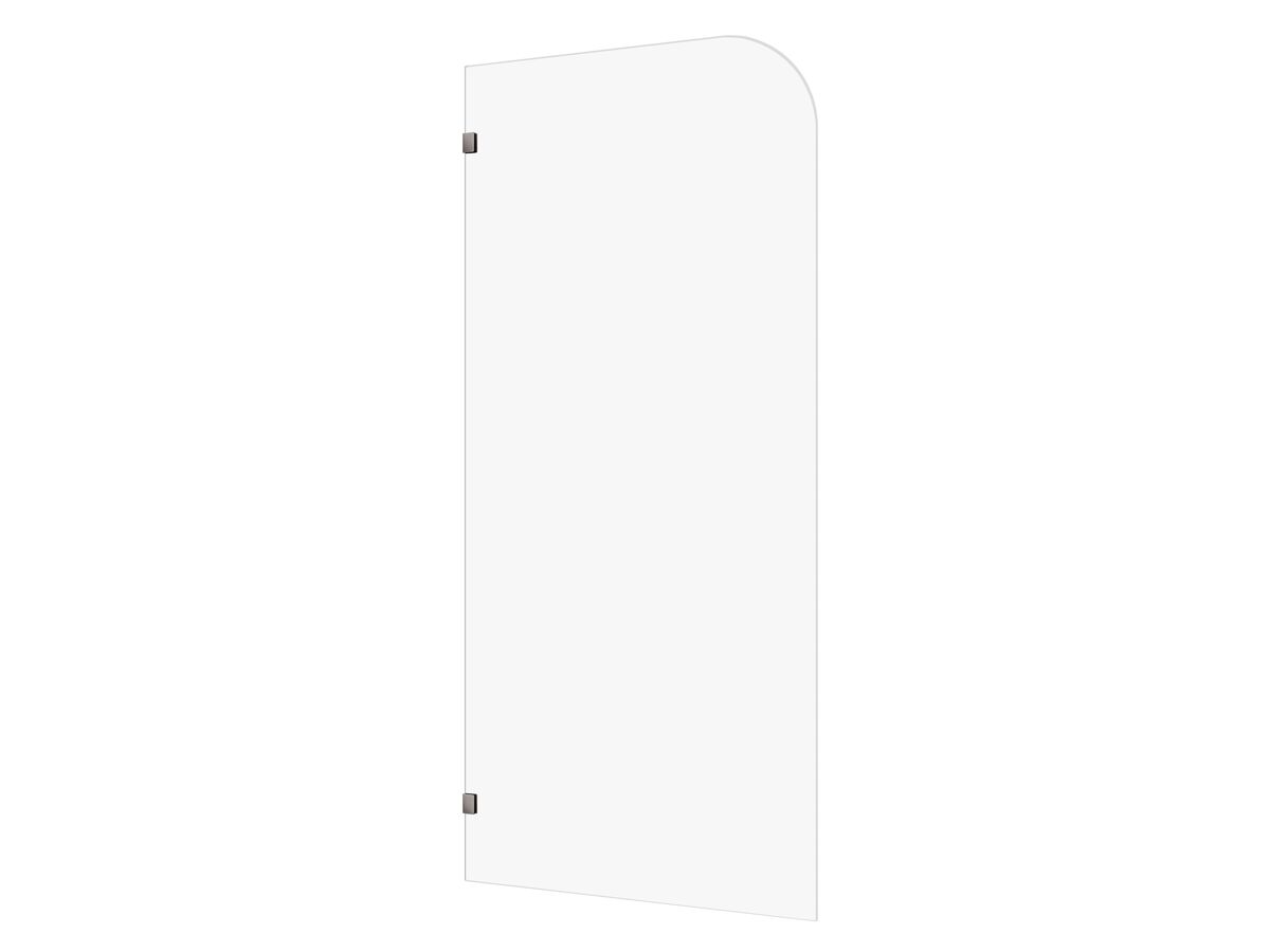 Hero - Kado Lux Frameless Curved Panel with Wall Clips Clear Glass 1000mm Brushed Gunmetal