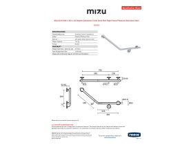 Specification Sheet - Mizu Drift 450 x 450 x 40 Degree Ambulant Toilet Grab Rail Right Hand Polished Stainless Steel