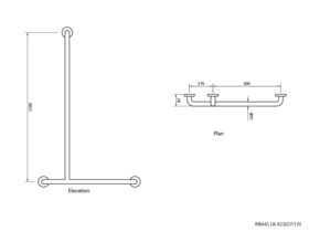RBA Shower T Rail Left Hand Stainless Steel Polished