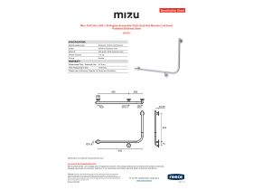 Specification Sheet - Mizu Drift 935 x 600 x 90 Degree Accessible Toilet Grab Rail Modular Left Hand Polished Stainless Steel